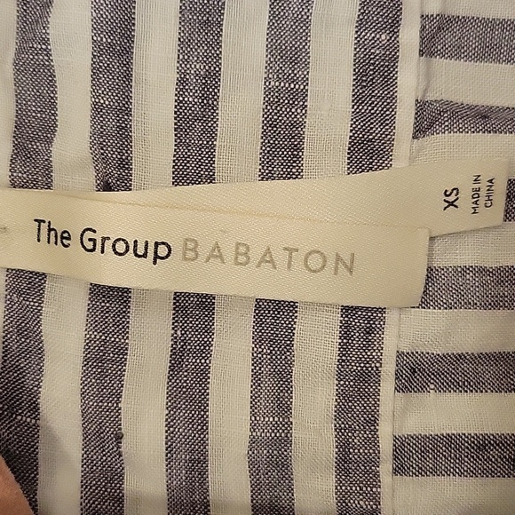 Aritzia Babaton Utility Gray and White Striped Linen Shirt XS - Picture 4 of 5